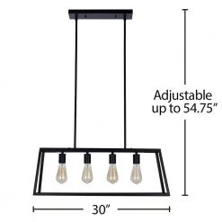 4-Light Matte Black Rectangle Island Pendant with Bulbs Included by Cresswell -BLACK DECKER store matte black cresswell chandeliers 22357 000 4f 1000