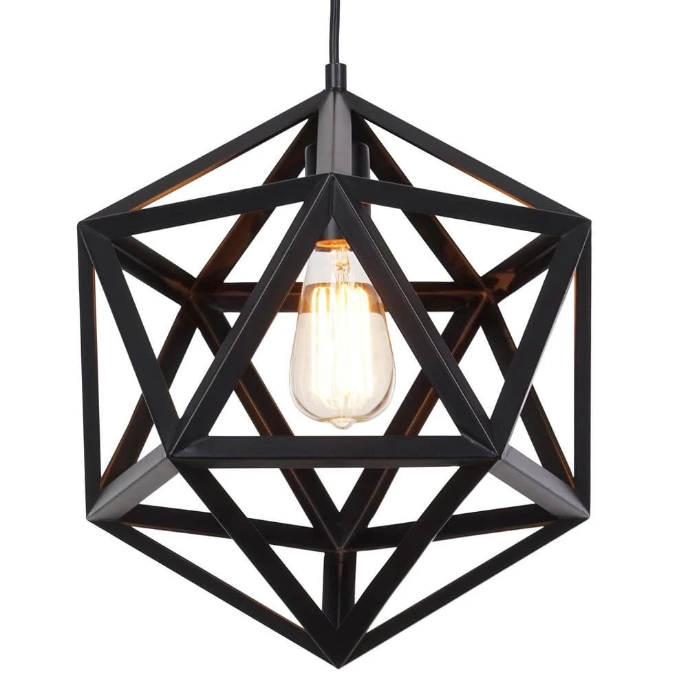 76.75 in. Metal Black Cage Pendant by Cresswell 7 76.75 in. Metal Black Cage Pendant by Cresswell - Image 5