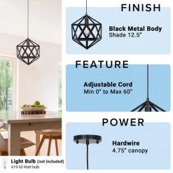 76.75 in. Metal Black Cage Pendant by Cresswell 15 76.75 in. Metal Black Cage Pendant by Cresswell -BLACK DECKER store matte black cresswell chandeliers bm1540 01 44 1000