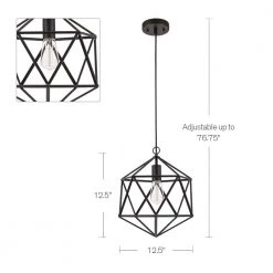76.75 in. Metal Black Cage Pendant by Cresswell 13 76.75 in. Metal Black Cage Pendant by Cresswell -BLACK DECKER store matte black cresswell chandeliers bm1540 01 4f 1000