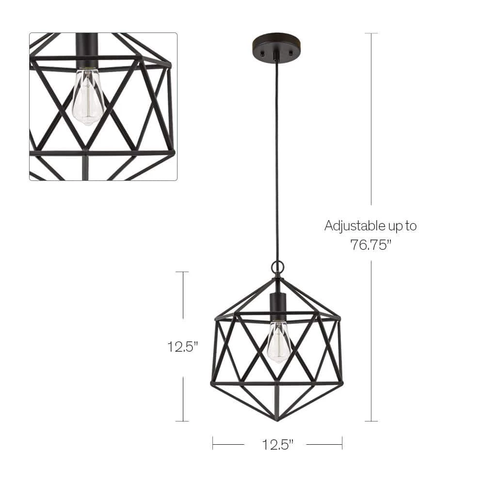 76.75 in. Metal Black Cage Pendant by Cresswell 6 76.75 in. Metal Black Cage Pendant by Cresswell - Image 4