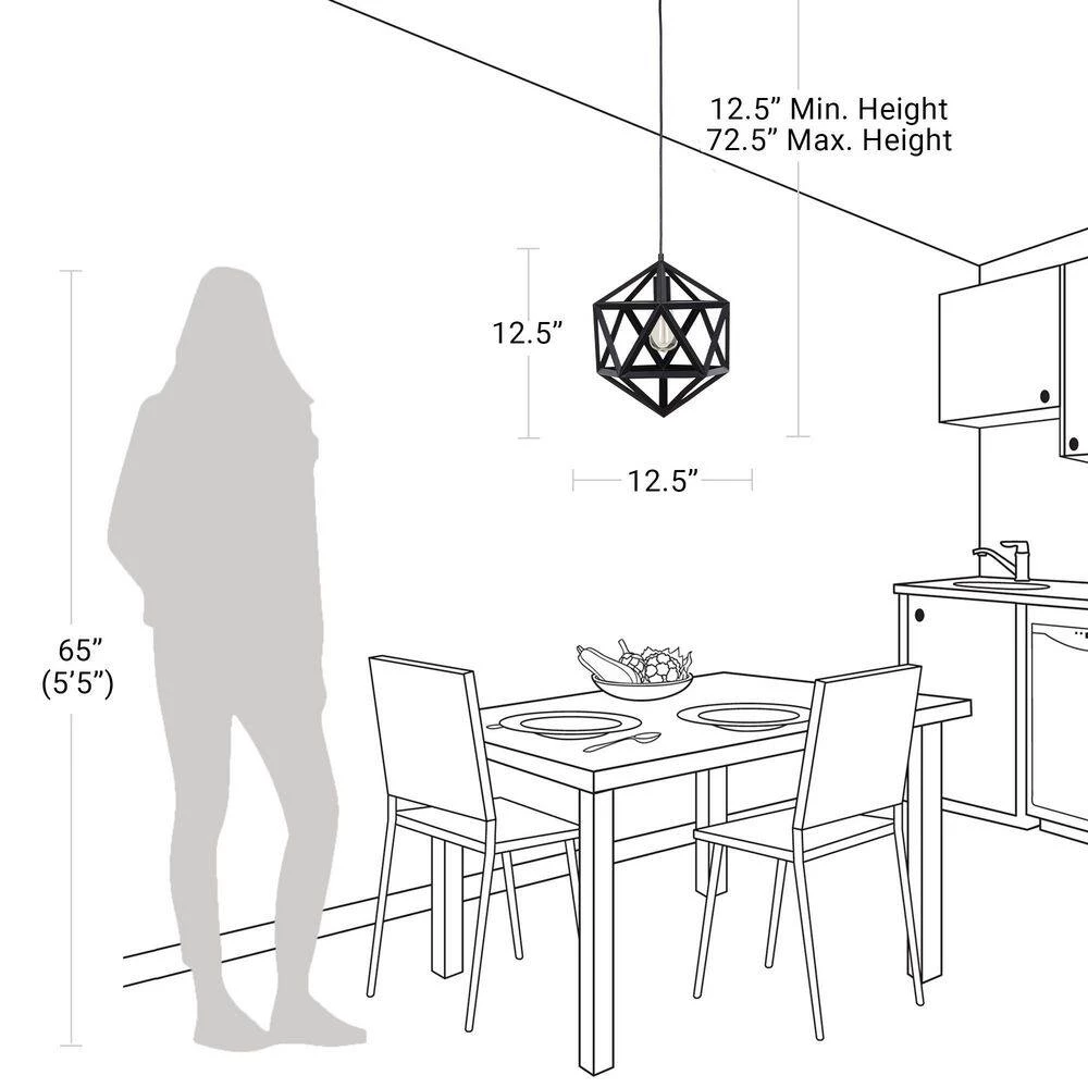 76.75 in. Metal Black Cage Pendant by Cresswell 9 76.75 in. Metal Black Cage Pendant by Cresswell - Image 7