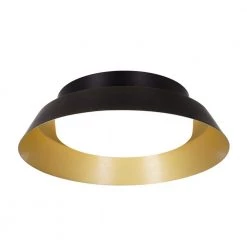 13 in. 1-Light Matte Black LED Modern Flush Mount with Brushed Gold Interior Shade by Cresswell