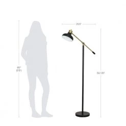 59.125 in. Matte Black and Gold Accents Mid-Century Modern Floor Lamp by Cresswell -BLACK DECKER store matte black gold accents cresswell floor lamps bm1562 01 44 1000