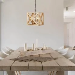 4-Light Natural Modern Farmhouse Pendant by Cresswell -BLACK DECKER store natural cresswell chandeliers bm1930 01 1f 1000