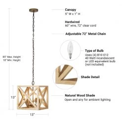 4-Light Natural Modern Farmhouse Pendant by Cresswell -BLACK DECKER store natural cresswell chandeliers bm1930 01 4f 1000