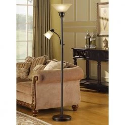 71 in. Oil Rubbed Bronze Torchiere Floor Lamp with Adjustable Reading Light by Cresswell -BLACK DECKER store oil rubbed bronze cresswell floor lamps 18223 002 1f 1000