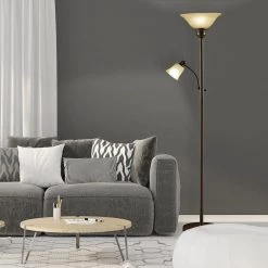 71 in. Oil Rubbed Bronze Torchiere Floor Lamp with Adjustable Reading Light by Cresswell -BLACK DECKER store oil rubbed bronze cresswell floor lamps 18223 002 44 1000