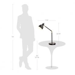 20.75 in. Black Articulating Desk Lamp with Power Outlet by Cresswell -BLACK DECKER store painted black cresswell desk lamps 20092 001 44 1000