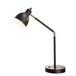 20.75 in. Black Articulating Desk Lamp with Power Outlet by Cresswell