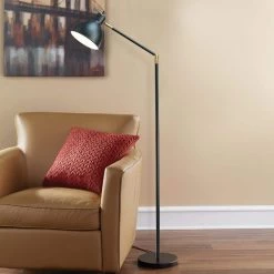 54.5 in. Articulating Floor Lamp with Antique Brass Accents by Cresswell -BLACK DECKER store painted black cresswell floor lamps 20093 001 31 1000