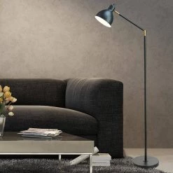 54.5 in. Articulating Floor Lamp with Antique Brass Accents by Cresswell -BLACK DECKER store painted black cresswell floor lamps 20093 001 76 1000