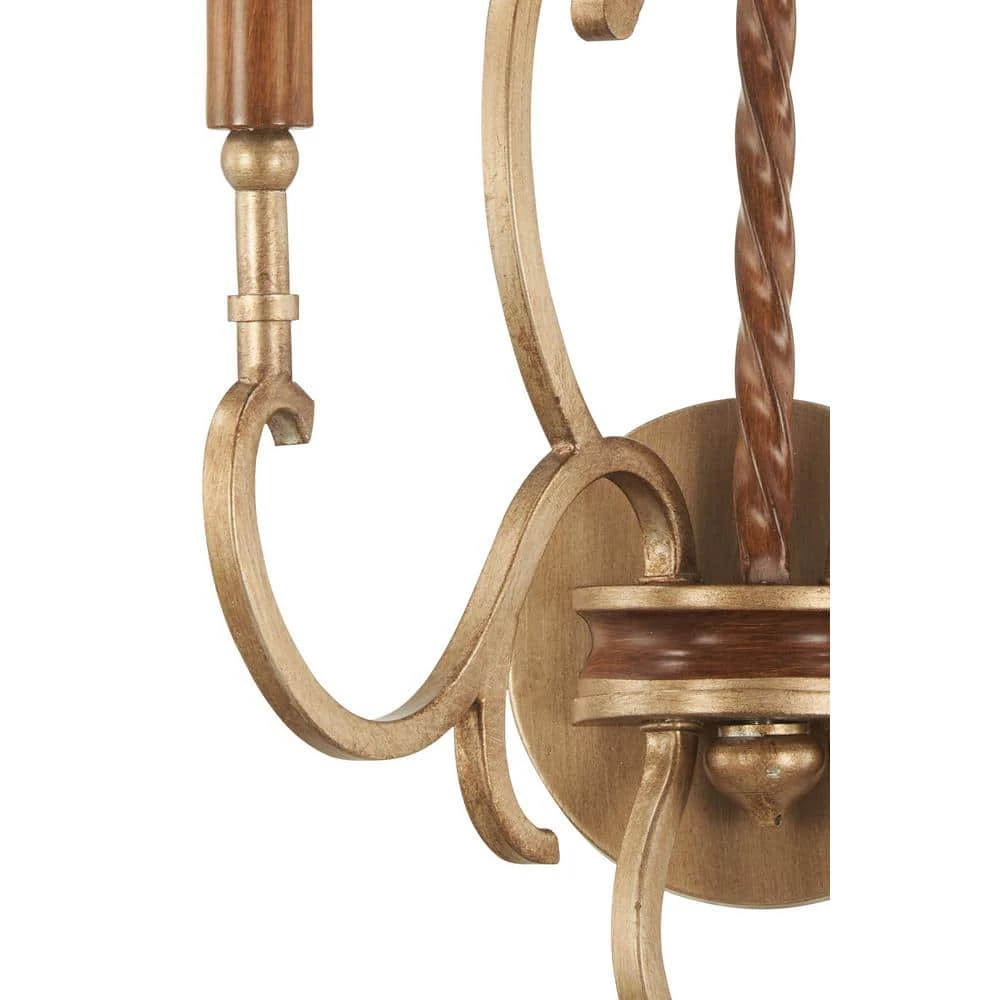 Magnolia Manor 2-Light Pale Gold with Distressed Bronze Wall Sconce by Metropolitan 5 Magnolia Manor 2-Light Pale Gold with Distressed Bronze Wall Sconce by Metropolitan - Image 3