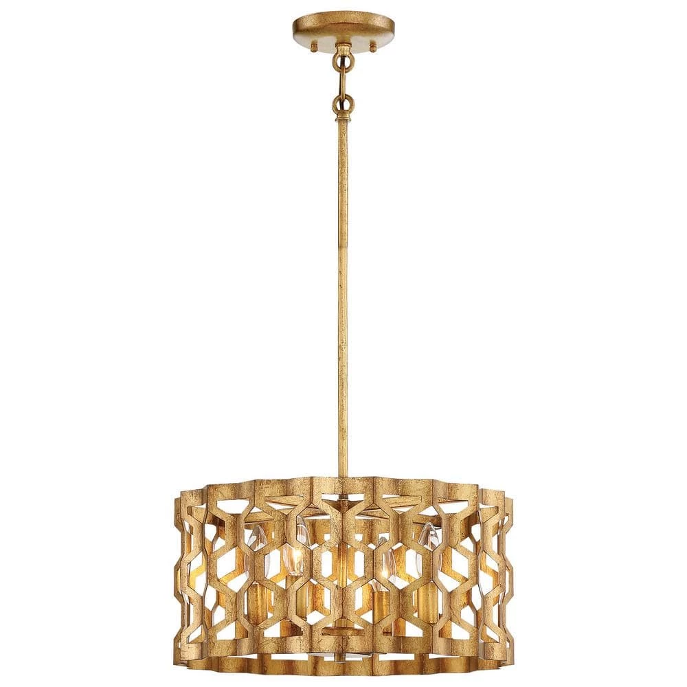 Coronade 16 in. 4-Light Pandora Gold Leaf Semi Flush Mount by Metropolitan 5 Coronade 16 in. 4-Light Pandora Gold Leaf Semi Flush Mount by Metropolitan - Image 3