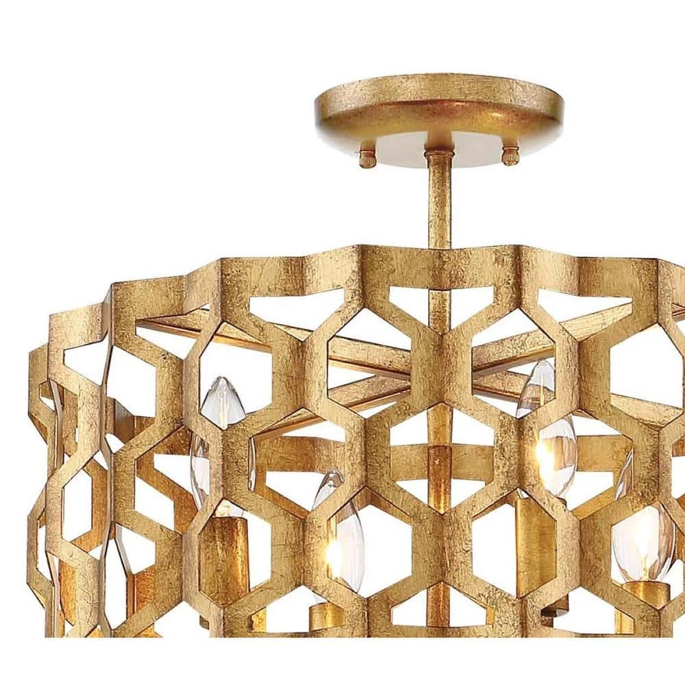 Coronade 16 in. 4-Light Pandora Gold Leaf Semi Flush Mount by Metropolitan 4 Coronade 16 in. 4-Light Pandora Gold Leaf Semi Flush Mount by Metropolitan - Image 2