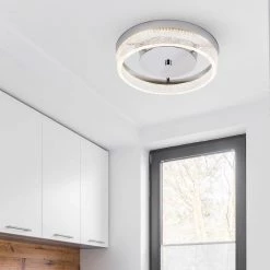 12 in. 1-Light Polished Nickel LED Modern Flush Mount with Clear Bubble Shade by Cresswell -BLACK DECKER store polished nickel cresswell flush mount lights 23215 001 76 1000