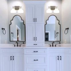 2-Lights Polished Nickel Vanity Light with Milk White Glass Shades by Cresswell 16 2-Lights Polished Nickel Vanity Light with Milk White Glass Shades by Cresswell -BLACK DECKER store polished nickel cresswell vanity lighting bm1949 00 31 1000