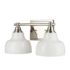 2-Lights Polished Nickel Vanity Light with Milk White Glass Shades by Cresswell 13 2-Lights Polished Nickel Vanity Light with Milk White Glass Shades by Cresswell -BLACK DECKER store polished nickel cresswell vanity lighting bm1949 00 44 1000