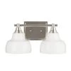 2-Lights Polished Nickel Vanity Light with Milk White Glass Shades by Cresswell