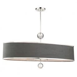 Luxour 6-Light Polished Nickel Island Chandelier with Steel Grey Velvet Shade by Metropolitan
