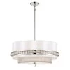 Sutton 4-Light Polished Nickel Drum Pendant Light with Clear Pressed Glass and White Silk Shades by Metropolitan