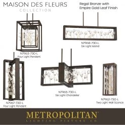 Maison Des Fleurs 180-Watt Equivalence Integrated LED Regal Bronze with Gold Island Chandelier with Clear Glass Flowers by Metropolitan -BLACK DECKER store regal bronze with empire gold leaf metropolitan chandeliers n7966 730 l 1f 1000