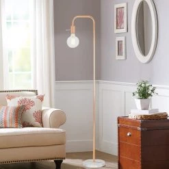 62 in. Rose Gold and White Faux Marble Base Floor Lamp and LED Bulb Included by Cresswell -BLACK DECKER store rose gold cresswell floor lamps bm1256 02 31 1000
