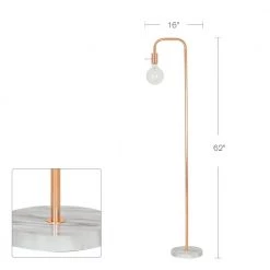 62 in. Rose Gold and White Faux Marble Base Floor Lamp and LED Bulb Included by Cresswell -BLACK DECKER store rose gold cresswell floor lamps bm1256 02 44 1000