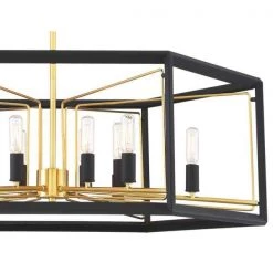 Sable Point 12-Light Sand Black Hexagon Pendant with Honey Gold Accents by Metropolitan -BLACK DECKER store sand black metropolitan chandeliers n7859 707 c3 1000