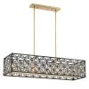 Brookcrest 8-Light Sand Coal and Gold Leaf Island Chandelier with Crystal Glass Shades by Metropolitan