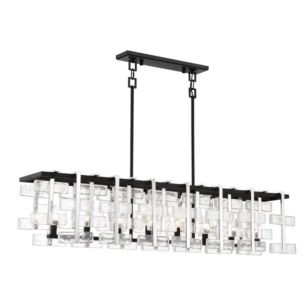 Painesdale 8-Light Sand Coal and Polished Nickel Island Chandelier with Clear Pressed Glass Accents by Metropolitan 3 Painesdale 8-Light Sand Coal and Polished Nickel Island Chandelier with Clear Pressed Glass Accents by Metropolitan