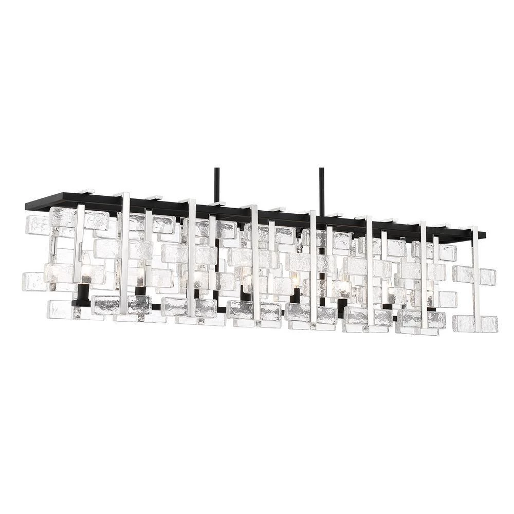 Painesdale 8-Light Sand Coal and Polished Nickel Island Chandelier with Clear Pressed Glass Accents by Metropolitan 4 Painesdale 8-Light Sand Coal and Polished Nickel Island Chandelier with Clear Pressed Glass Accents by Metropolitan - Image 2