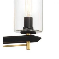 Sable Point 27. 875 in. 4-Light Sand Coal Vanity Light with Honey Gold Accents and Clear Glass Shades by Metropolitan -BLACK DECKER store sand coal with honey gold metropolitan vanity lighting n1854 707 4f 1000
