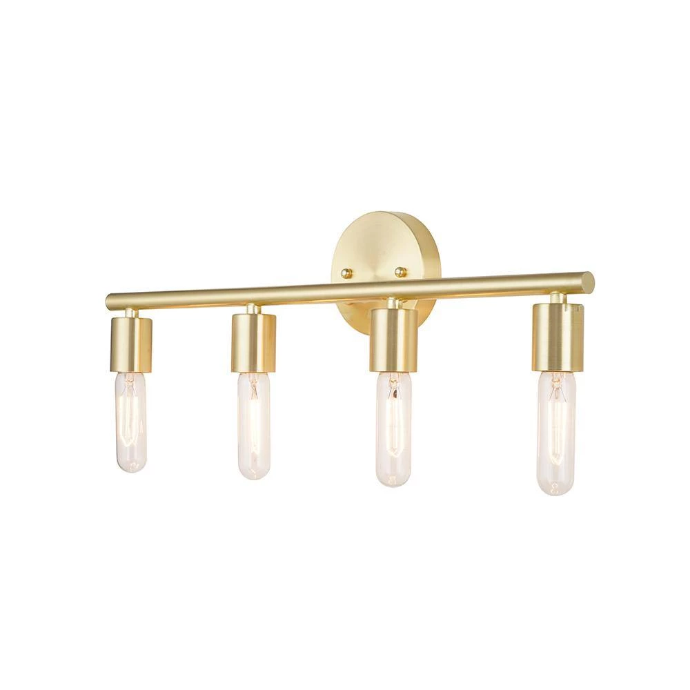 23.5 in. 4-Light Satin Brass Mid-Century Modern Vanity Light by Cresswell 6 23.5 in. 4-Light Satin Brass Mid-Century Modern Vanity Light by Cresswell - Image 4