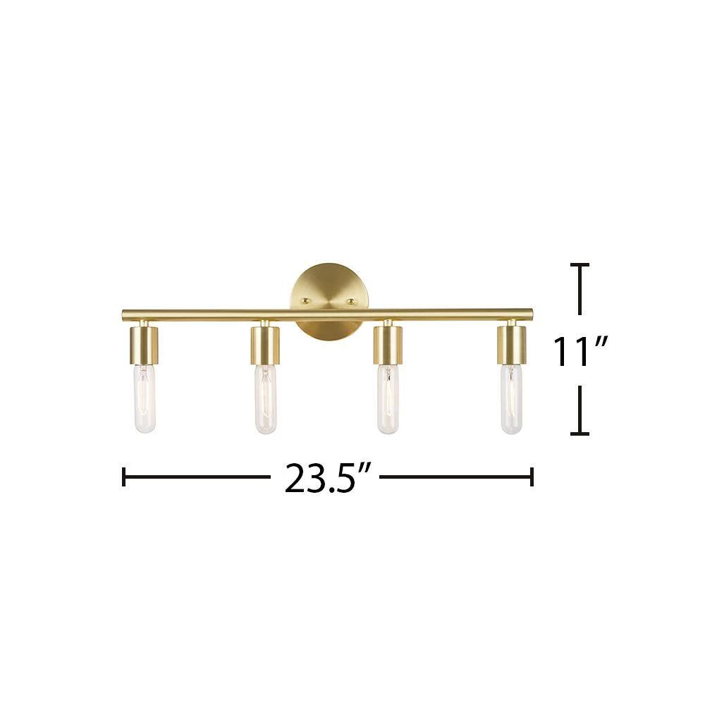 23.5 in. 4-Light Satin Brass Mid-Century Modern Vanity Light by Cresswell 5 23.5 in. 4-Light Satin Brass Mid-Century Modern Vanity Light by Cresswell - Image 3