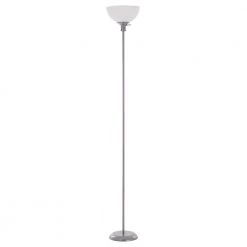 70.75 in. Silver Torchiere Floor Lamp with Plastic Shade by Cresswell