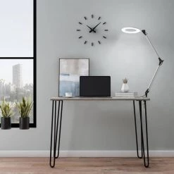 17.5 in. Metal Silver Swing Arm Architect LED Task Lamp with Ring Light by Lavish Home -BLACK DECKER store silver lavish home desk lamps hw1000079 44 1000