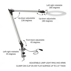 17.5 in. Metal Silver Swing Arm Architect LED Task Lamp with Ring Light by Lavish Home -BLACK DECKER store silver lavish home desk lamps hw1000079 4f 1000