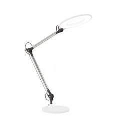 17 in. Metal Silver Swing Arm Architect LED Desk Lamp with Ring Light by Lavish Home