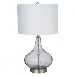 25.5 in. Smoked Gray Glass with Brushed Nickel Accents Table Lamp by Cresswell