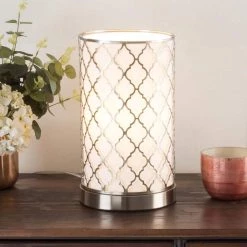 11.5 in. Steel Uplight Lamp with Quatrefoil Pattern Fabric Shade by Lavish Home 13 11.5 in. Steel Uplight Lamp with Quatrefoil Pattern Fabric Shade by Lavish Home -BLACK DECKER store steel lavish home table lamps hw1000027 31 1000