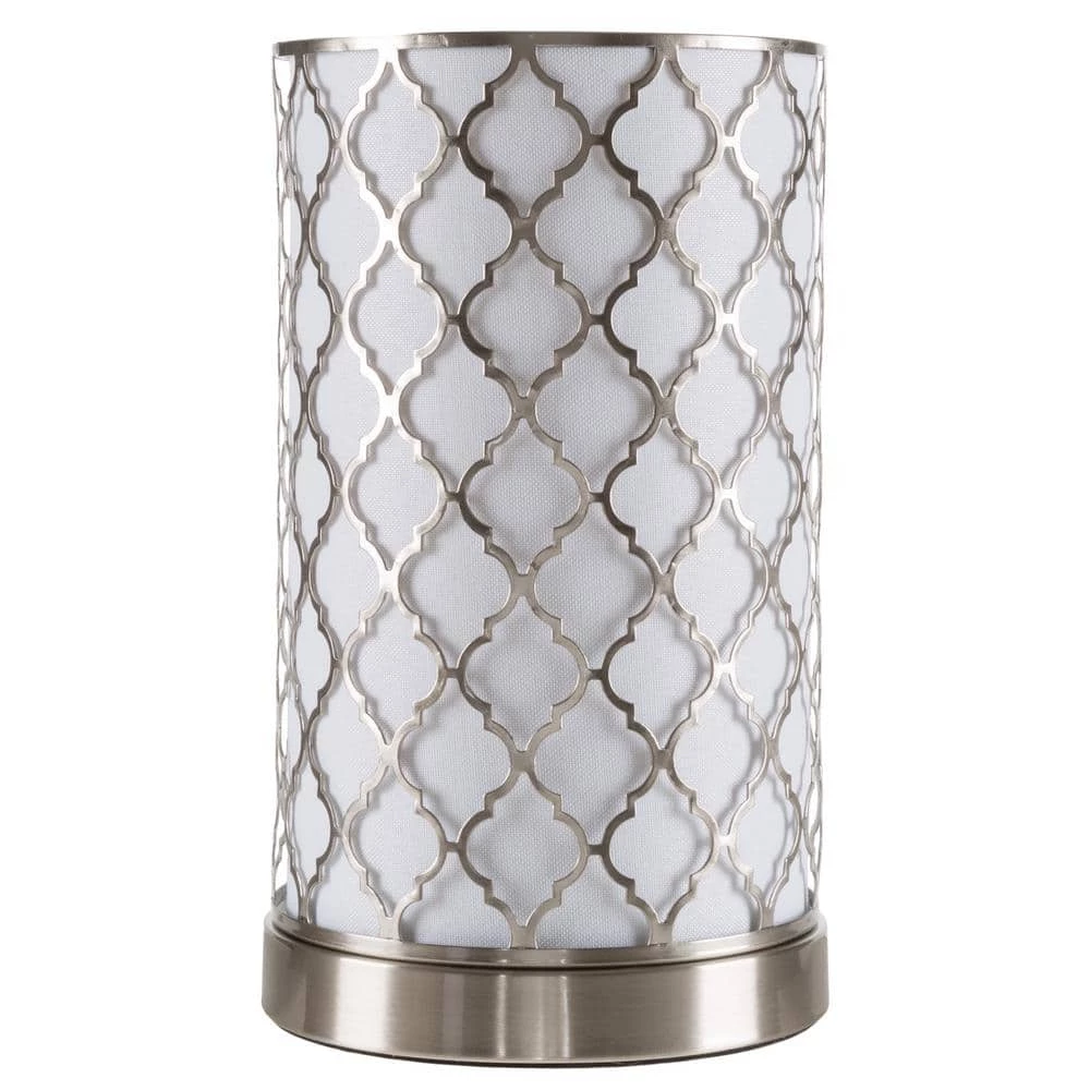 11.5 in. Steel Uplight Lamp with Quatrefoil Pattern Fabric Shade by Lavish Home 3 11.5 in. Steel Uplight Lamp with Quatrefoil Pattern Fabric Shade by Lavish Home