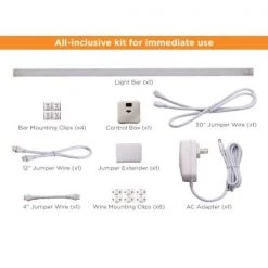 24 in. LED Warm White 2700K, Dimmable, 1-Bar Under Cabinet Lights Kit with Hands-Free On/Off (Tool-Free Plug-in Install) by BLACK+DECKER -BLACK DECKER store warm white 1 bar kit black decker under cabinet lights leduc24 1wk d4 1000