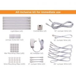 9 in. LED Warm White 2700K, Dimmable, 5-Bar Under Cabinet Lights Kit with Hands-Free On/Off (Tool-Free Plug-in Install) by BLACK+DECKER -BLACK DECKER store warm white 5 bar kit black decker under cabinet lights leduc9 5wk d4 1000