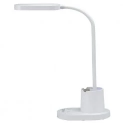 13 in. LED Craft Lamp with Storage Cup, White, Indoor, With Phone Holder, Flexible Head, USB Port by BLACK+DECKER -BLACK DECKER store white black decker desk lamps led2104 wht bd c3 1000