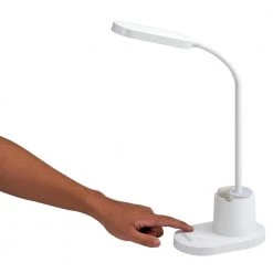 13 in. LED Craft Lamp with Storage Cup, White, Indoor, With Phone Holder, Flexible Head, USB Port by BLACK+DECKER -BLACK DECKER store white black decker desk lamps led2104 wht bd fa 1000