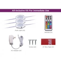 LED Puck Light Kit RGB Color Changing (3-Pack) by BLACK+DECKER -BLACK DECKER store white black decker puck lights leduc puck 3rgbk fa 1000