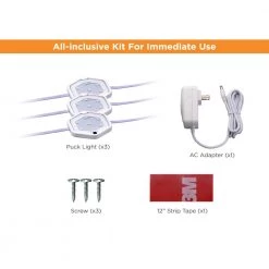 LED Warm White Puck Light Kit (3-Pack) by BLACK+DECKER -BLACK DECKER store white black decker puck lights leduc puck 3wk fa 1000