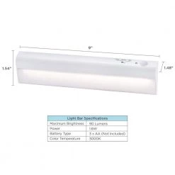 9 in. LED 2-Bar Battery Under Cabinet Lighting Kit in Warm White by BLACK+DECKER -BLACK DECKER store white black decker under cabinet lights leduc9 2bat 76 1000