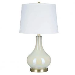 25.25 in. White Iridescent Glass Lamp by Cresswell